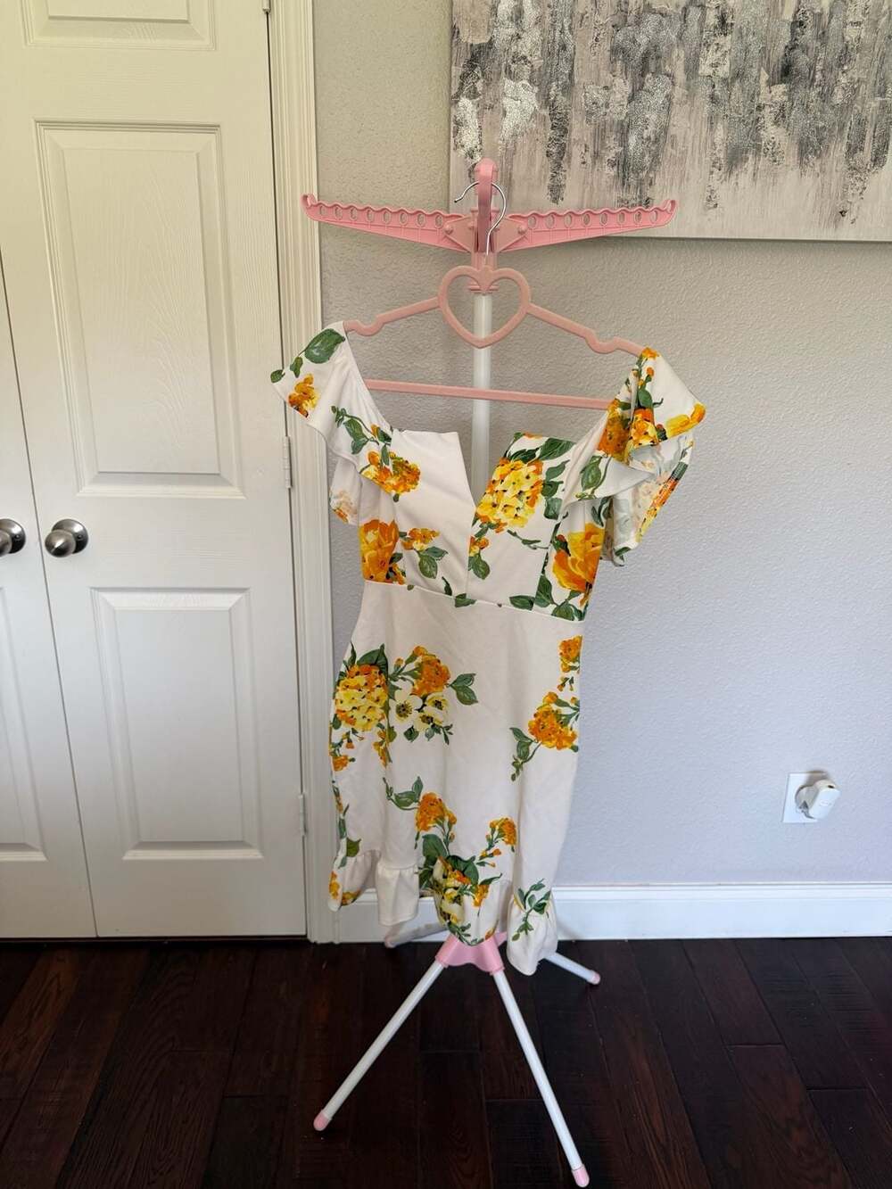 The Vintage Shop White Floral Print Ruffle Hem Mini Dress